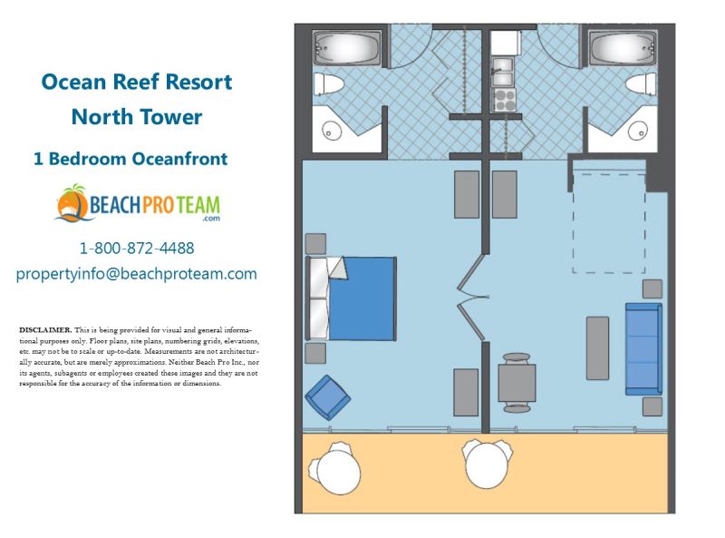 Ocean Reef North Tower Floor Plan H - 1 Bedroom Oceanfront